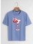 Unisex Oversize Bisiklet Yaka Cherry Cocktail Baskılı Basic T-Shirt - Mavi 1