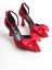Kadın Kırmızı Saten Fiyonk Tokalı Kadeh Ince Ökçe Şık Abiye Ayakkabı 4