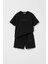 Kabartma Yazı Baskılı Tshirt ve Şortlu Erkek Çocuk Yazlık Takım 1