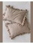 Fırfırlı Bej Renk Ikili Yastık Kılıfı Pamuk Organik 1