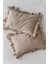 Fırfırlı Bej Renk Ikili Yastık Kılıfı Pamuk Organik 2