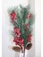 Yılbaşı Noel Yapay Çiçek Kırmızı Toplu Karlı Çamlı 57X11X10CM Christmas Kış Yeni Yıl 1 Adet 4