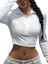 Gorglıtter Kadın 3 Parça Yarım Fermuarlı Tişört Seti Yaka Uzun Kollu Slim Fit 2