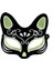 Siyah Renk Süet Kaplama Üzeri Gümüş Yeşil Simli Kedi Maskesi 17X14 cm (4887) 1