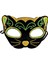 Siyah Kadife Kaplama Üzeri Sarı Yeşil Sim Işlemeli Kedi Maskesi 20X13 cm (4887) 1