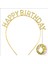 Altın Gold Renk Kristal Taşlı Parlak Happy Birthday Taç 16 x 17 cm 1
