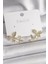 Pirinç Gold Renk Zirkon Taşlı Kelebek Model Kadın Küpe - TJ-BKP9838 1