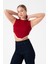 Kolsuz Triko Crop Bluz - Kırmızı 2