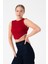 Kolsuz Triko Crop Bluz - Kırmızı 3