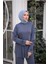 O Yaka Kolları Kurdela Detaylı İkili Tesettür Eşofman Takımı - (38-46) - 71251 - İndigo 2