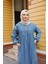 Kadın Cepli Robalı Uzun Kot Elbise -PMK405 4