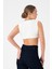 Kolsuz Triko Crop Bluz - Beyaz 5