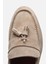 Erkek Süet Deri Bej Püskül Detaylı Klasik Loafer 5