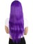 Uzun Kahküllü Fiber Sentetik Peruk - Mor 4