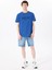 Bisiklet Yaka Baskılı Indigo Erkek T-Shirt M5SM-TST1288 2