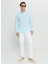 Slim Fit Düğmeli Yaka Turkuaz Erkek Gömlek ACE020252168_TRK 2