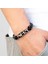 Siyah Stil BXGM-1089001 Yeni 3 Göz Dzi Boncuk Doğal Akik Bereket Iyi Şans Takı Retro Bileklik 316L Paslanmaz Çelik Deri Kordon Erkek Bileklik (Yurt Dışından) 5