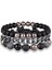 C95 Punk ve Kafatası Taş Boncuklu Bilezik Erkekler Vintage Hematit Çok Katmanlı Zincir Bileklik Erkek El Yapımı Özel Takı Hediye (Yurt Dışından) 1