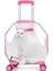 Hexa Şeffaf Çekçekli Kedi Köpek Taşıma Valizi 45X28X48 cm Pembe 1