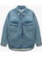 Uzun Kollu Klasik Yaka Cep Detaylı Düğmeli Pamuklu Oversize Denim Gömlek 3
