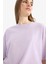 Oversize Geniş Kalıp Bisiklet Yaka Basic Düz Penye Kısa Kollu Tişört C0099AX25SP 3