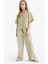 Kız Çocuk Beli Lastikli Wide Leg Geniş Bol Paça Pamuklu Pantolon D7611A825SM 5