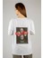 Woxxo Aliens Baskılı Unisex Oversize T-Shirt -Beyaz Lycralı Modal/pamuk 1
