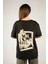 Woxxo Wake Up Baskılı Unisex Oversize T-Shirt -Siyah Lycralı Modal/pamuk 1