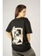 Woxxo Wake Up Baskılı Unisex Oversize T-Shirt -Siyah Lycralı Modal/pamuk 3