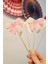 Pembe Fiyonk Tema Kürdan Süsleri Cupcake Süsleri Lüks Büyük Boy 10LU Paket 2