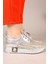 Fluff Lazerli Taşlı Bağcıklı Sneakers Gümüş 4