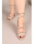 Valorin Taş Bağcıklı Topuklu Ayakkabı Gold 5