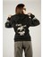 Fake News Fermuarlı Kapüşonlu Unisex Sweatshirt - Siyah Street Baskılı 1