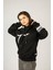 77 London Siyah Kapüşonlu Unisex Sweatshirt - Premium Pamuklu Kumaş 2