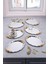 6 Adet Oval-Bulut Model Gül Motifli Kahve-Çay Sunum Tepsisi 25 cm x 20 Xm 2
