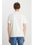 %100 Pamuk Regular Fit Normal Kesim Bisiklet Yaka Ekru Mini Logo Tişört 5