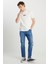 %100 Pamuk Regular Fit Normal Kesim Bisiklet Yaka Ekru Mini Logo Tişört 1