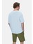 Aıre Gök Mavi Bisiklet Yaka Baskılı Oversize Erkek Tshirt 3