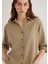 Keten Karışımlı Haki Tencel Gömlek 1211046-70361 1