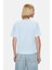 Kenzıe Gök Mavi Bisiklet Yaka Baskılı Loose Fit Kadın Tshirt 4