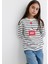Hello Kitty Baskılı Siyah Çizgili Tişört 7610306-85308 1