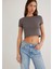 Gri Basic Crop Tişört 1600814-70095 2