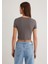 Gri Basic Crop Tişört 1600814-70095 4