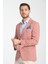 Arunte Erkek Pembe Keten Görünümlü Ince Dört Mevsim Giyilebilir Slim Fit Blazer Ceket 3