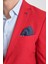 Arunte Erkek Kırmızı Keten Görünümlü Ince Dört Mevsim Giyilebilir Slim Fit Blazer Ceket 2