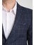 Paride Erkek Indigo Ekose Slim Fit Mono Yaka Blazer Ceket 2