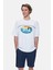 Aıre Beyaz Bisiklet Yaka Baskılı Oversize Erkek Tshirt 1