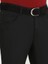 Siyah Düz Dokuma Fitted Fit Casual Pamuk Karışımlı Pantolon 3