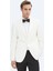 Ekru Düz Slim Fit Kruvaze Yaka Dokuma Smokin Takım Elbise 1