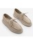 Kadın Hakiki Deri Bağlamalı Loafer Günlük Ayakkabı Enita Bej Süet 5